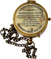 Antique Nautical Brass Compass Marine Pocket Device Vintage Calendar Sailor Gift