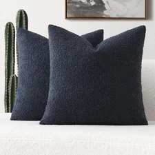 Pack of 2 Navy Blue Decorative Throw Pillow Covers 18x18 Inch Soft Cozy Solid...