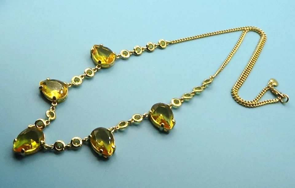 J. Crew Gold Plated Teardrop Golden Yellow Glass Stones Necklace - Image 3 of 4