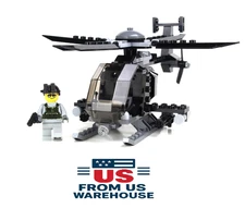 Custom LEGO AH-6 Little Bird Army Helicopter w/ 1 Minifig MOC Real Bricks