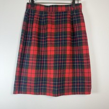 Vintage Casual Corner Womens Skirt 10 Black Red Plaid Wool Blend Academia Y2K 90