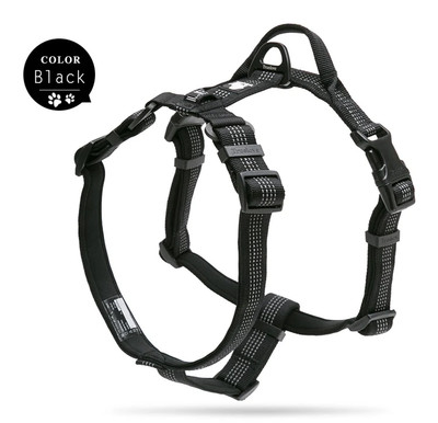 Pet Harness Adjustable Reflective Nylon with Collar Leash LED Light Neoprene Pad