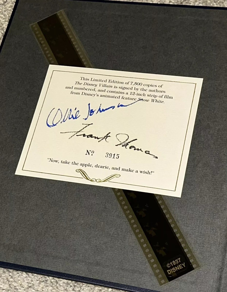 The Disney Villain Book 1993 Ollie Johnston Frank Thomas Signed The Disney Villain Book 1993 Ollie Johnston Frank Thomas Signed