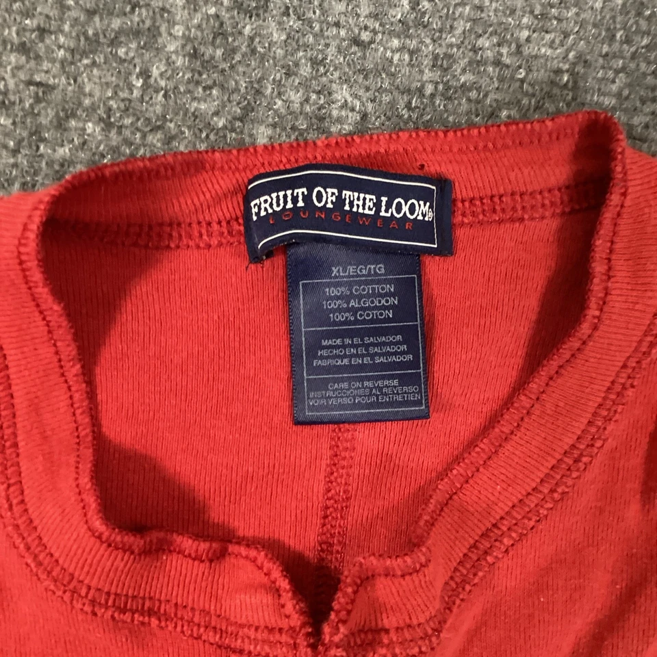 Pijama de una pieza rojo extra grande Fruit of the Loom para hombre ropa de salón de manga larga Foto 3 de 4