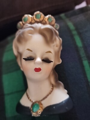 VINTAGE 1964 LADY AILEEN HEAD VASE INARCO  E1755 Mr.Rodgers,Gold Trim