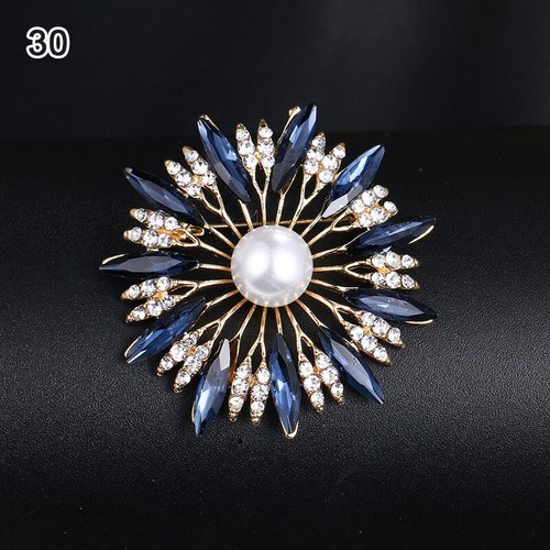 Vintage Stil Elegant Oval Blume Strass Kristall Brosche Pin Bunter Ton - Bild 36 von 43
