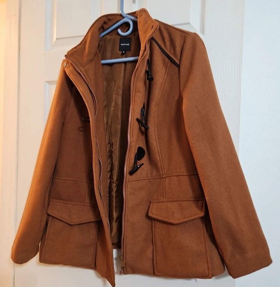 Chaqueta para mujer Rampage marrón manga larga cremallera completa con bolsillos talla 1X Foto 4 de 4