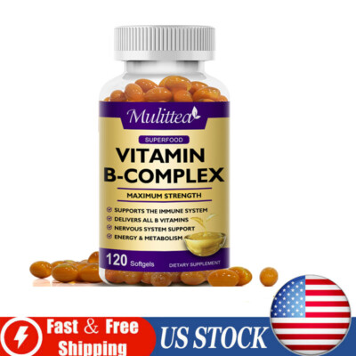 120 Vitamin B Complex,Vitamins B1, B2, B3, B5, B6, B8,B12,Energy, Metabolism Aid