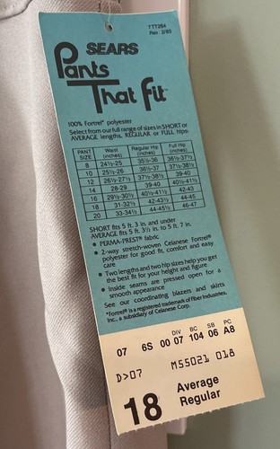 NEW SEARS Perma-Prest Pants That Fit Womans Size 18 Gray Pants VTG 70s Style - Picture 3 of 7