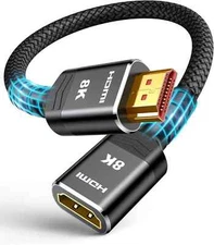 8K 4K HDMI Extender Cable 2.1, 1.5FT Ultra High Speed Adapter Male to Female