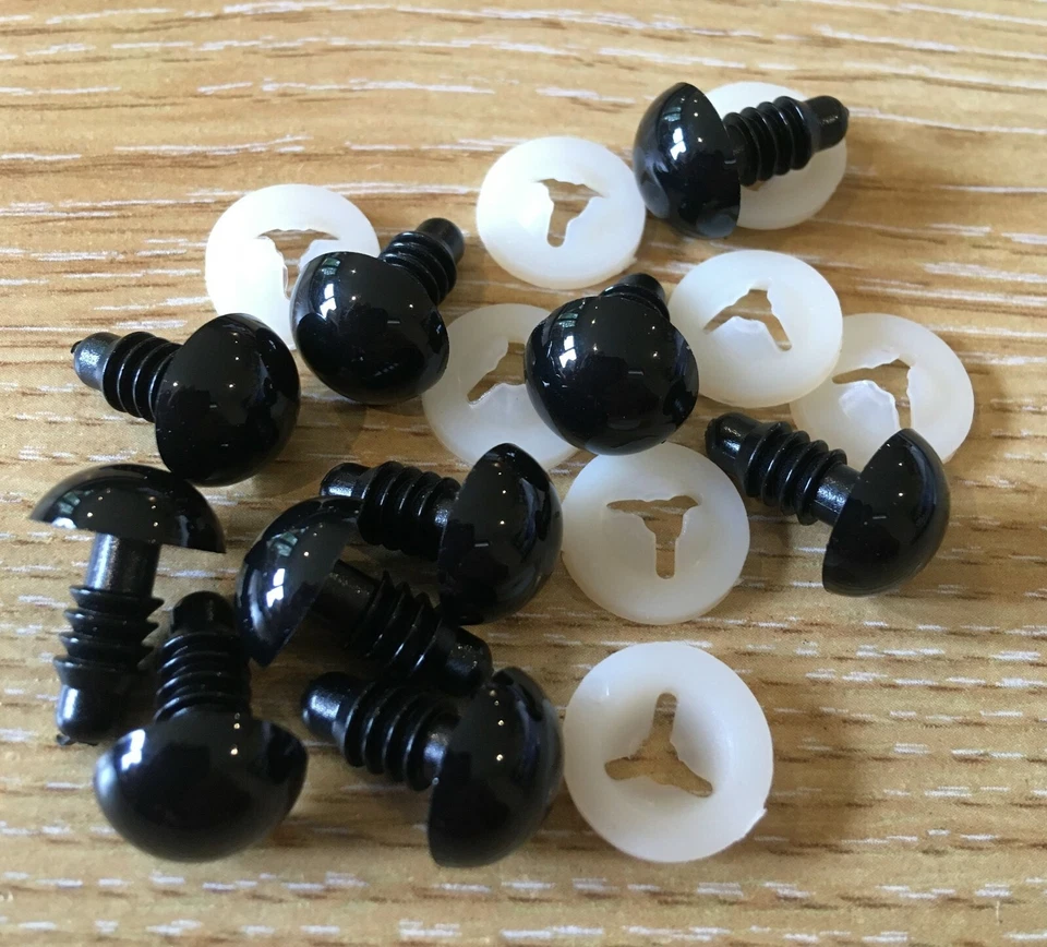 Sicherheitsaugen Spielzeug schwarz Kunststoff 5 mm bis 30 mm EN71-3 REACH zertifizierte Teddybären - Bild 2 von 4