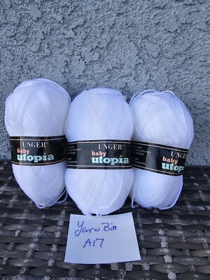 Unger Baby Utopia Made in France 100% Acrylic Color 060 Lot 85 White 3 Skeins