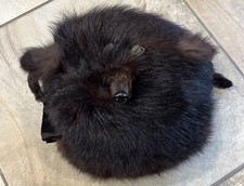 Vtg 1940s Fur Hand MUFF Brown Mink   Satin Lined