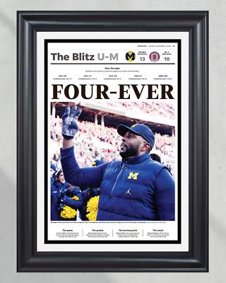 2024 Michigan Wolverines  FOUR-EVER  Defeat Ohio State Buckeyes Framed Newspaper