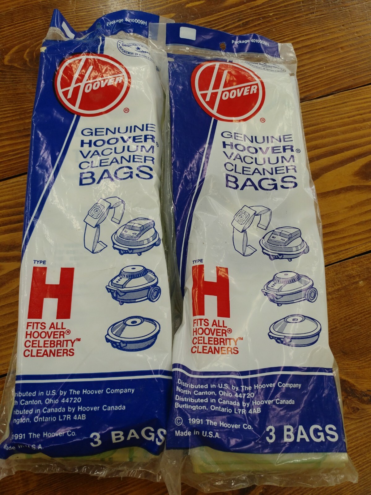 6 Hoover 4010009H, Type H Celebrity Canister Vacuum Paper Bags Genuine