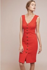 $148 NWT NEW ANTHROPOLOGIE MAEVE SLEEVELESS BUTTONDOWN DRESS RED SIZE SMALL