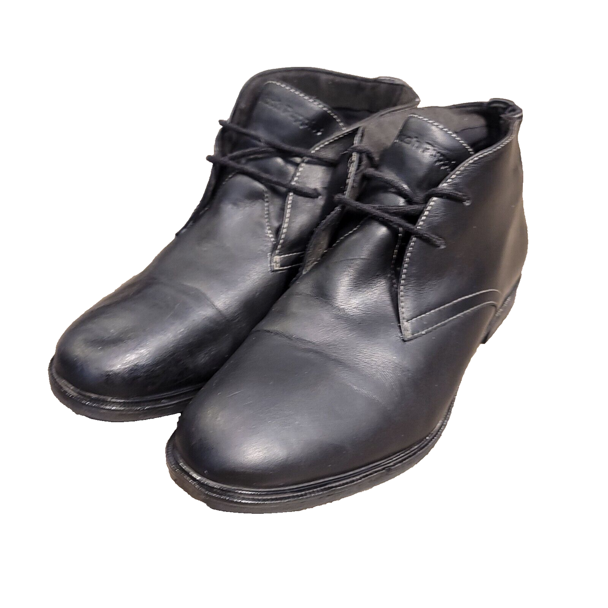 Hush Puppies Womens Medium Moyen Black Leather Chukka Ankle Bootie