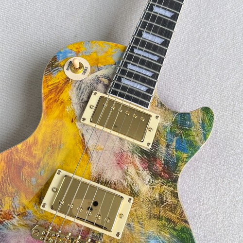 Nuovo LP Chitarra Elettrica Corpo Solido HH Pickup Parti Oro 6 Corde Ponte Fisso - Foto 4 di 6