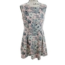 Forever 21 Dress Womens Size L Pink Floral Mid Century Modern Sleeveless A Line