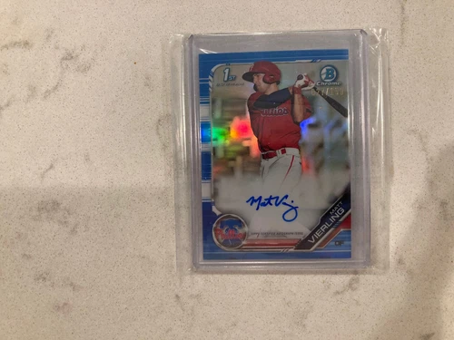 2019 Bowman Chrome Autograph MATT VIERLING Blue Refractor 1st Auto /150 Phillies