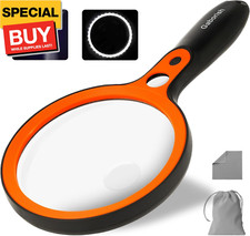 Large Magnifying Glass with 36 LED Light, 10X 20X 45X Handheld Illuminated Light