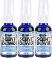 Scent Bomb 100% Oil Based Concentrated Air Freshener Spray, Hawaiian Blue 3 Pack