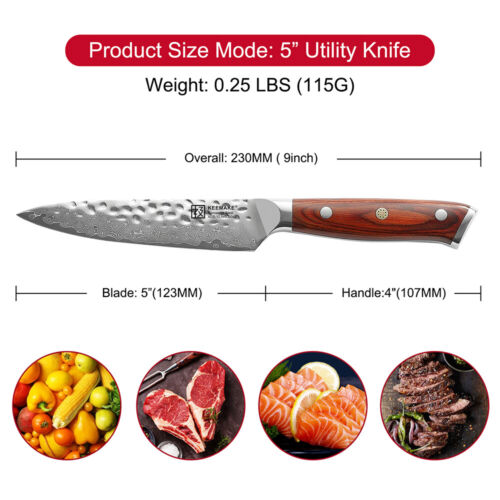 13cm Steakbesteck Küchenmesser, vg10 Damast Steakmesser Kochmesser Fleischmesser - Bild 1 von 11