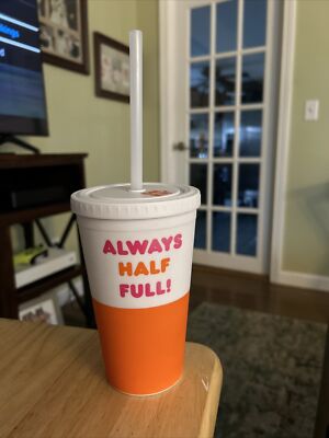 2019 Dunkin Donuts ''Always Half Full!'' 16oz Soft Touch Refillable Tumbler 