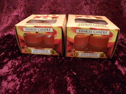 JUICY PEACH 24 Tea Lights Yankee Candles NEW IN BOX RETIRED SCENT