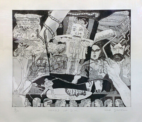 RED GROOMS "HEADS UP D.H." 1980 | SIGNED | ETCHING/AQUATINT | COA | SEE LIVE* - Picture 1 of 1