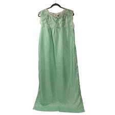 Vintage Barbizon Nightgown Womens Large Satin Lace Floral Embroidered USA 70s