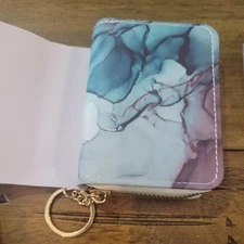 Credit Card Holder, Stylish Coaott-Women's Slim Wallet blue marbel. NEW [11].