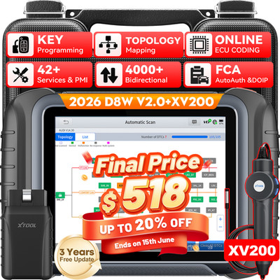 XTOOL D8W V2.0 +XV200 Auto Bidirectional Scanner Topo Mapping Full Diagnostic