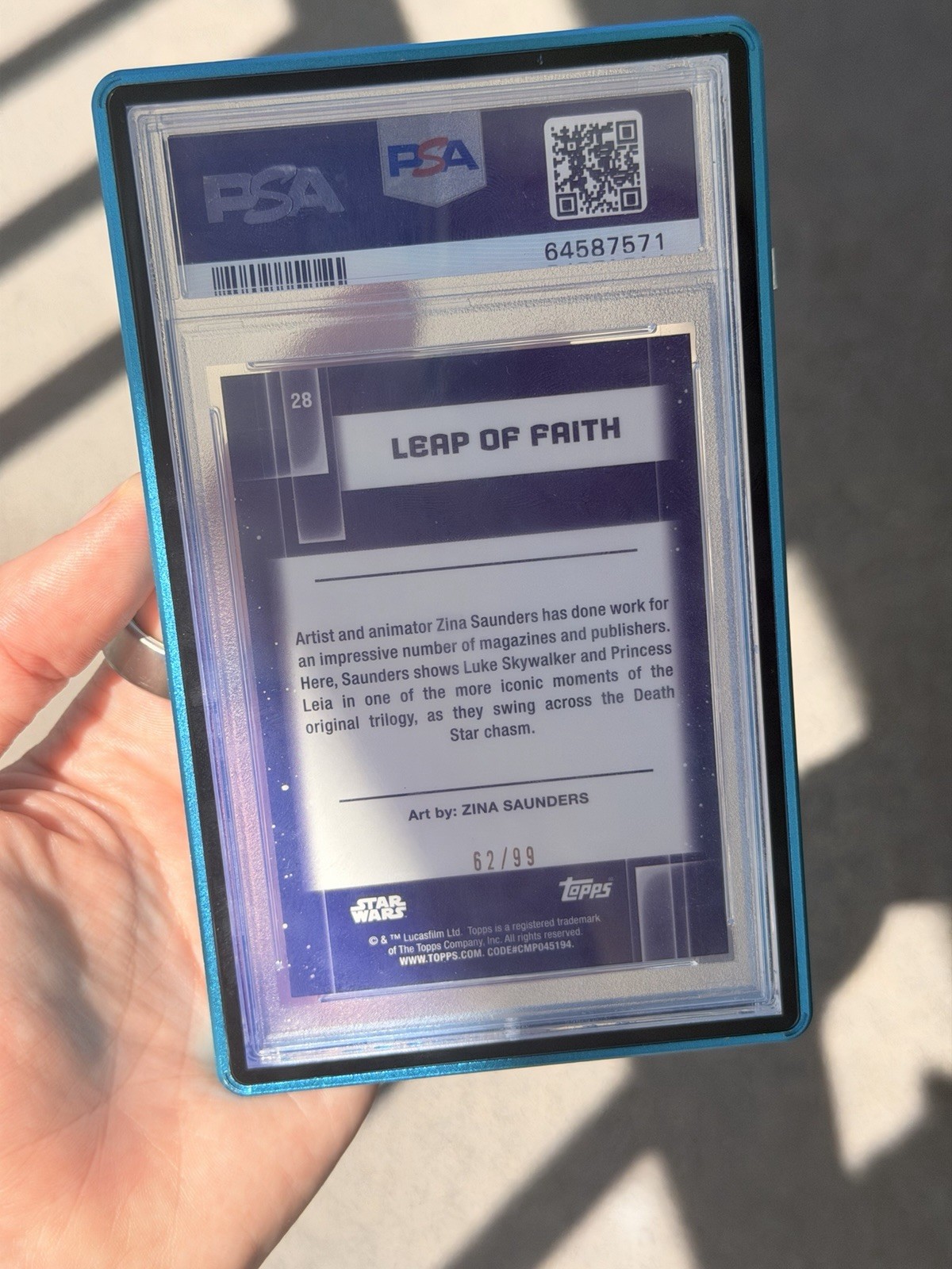 2021 Topps Star Wars Galaxy Leap of Faith #28 Wave Refractor /99 PSA 10 view 2