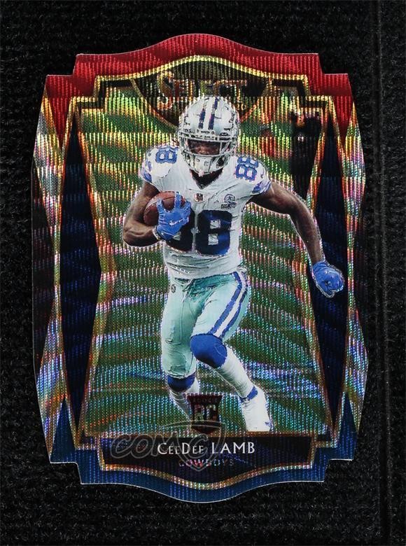 2020 Select Premier Level Tri-Color Prizm Die-Cut CeeDee Lamb Rookie RC 1b16