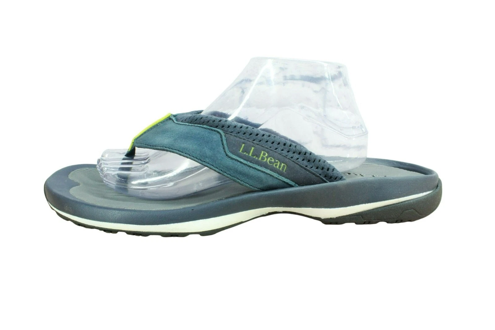 LL Bean Men's Blue Suede Perforated Cushioned Swift River Sport Flip-Flops 13 M