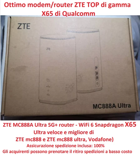 ZTE MC888A ULTRA 5G+ Router Superveloce WiFi 6, Snapdragon X65, Nuovo-Testato