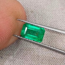 Zambian Emerald 0.98ct Certified Natural Octagon Cut Loose Gemstone Vivid Green