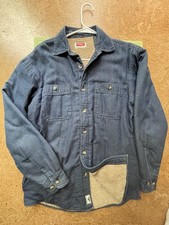 Wrangler Men's S Denim Blue Sherpa Lined Button-Up Long Sleeve Shirt