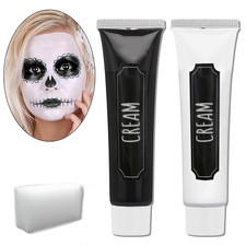 Face Body Paint White Black Clown Face Body Paint SFX Makeup Palette with Brushe