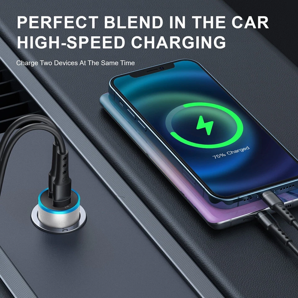 Wholesale Fast Dual USB Car Charger For iPhone 16e 15 14 13 12 11 X Pro Max PLUS - Image 3 of 4