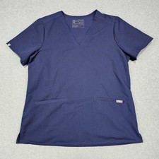 Figs Casma Scrub Top Womens Large Navy Blue Three Pocket V Neck Workwear FW1100