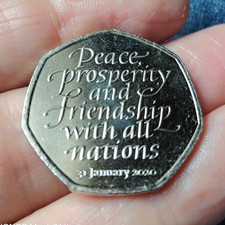 2020 UK 50p Fifty Pence Coin Elizabeth II Peace Prosperity Friendship Nations