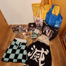 Demon Slayer Anime Character Goods Set Bags Clothing Postcards Badges Keychains
