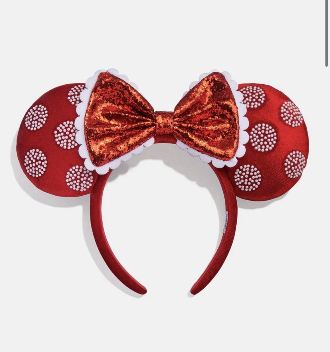 Disney x Baublebar Minnie Ears Headband - Black & Red Polka Dot Minnie Mouse Gem-Studded Ear Headband for Adults by  main image 3