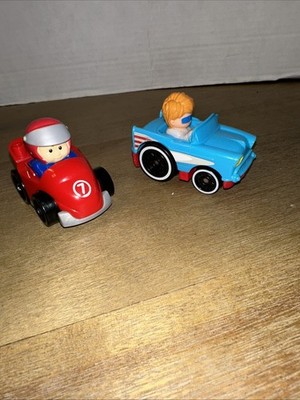 Little People Wheelies Car Retro Convertible GMJ25 Blue Mattel 2019 + Red Racer