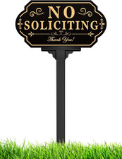 No Soliciting Sign for House with Stake - 50-Mil Thick Aluminum - 5X10 Inch/37 I