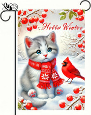 Christmas Garden Flag Winter Welcome Garden Flags Cute Cat Garden Flag Double-Si