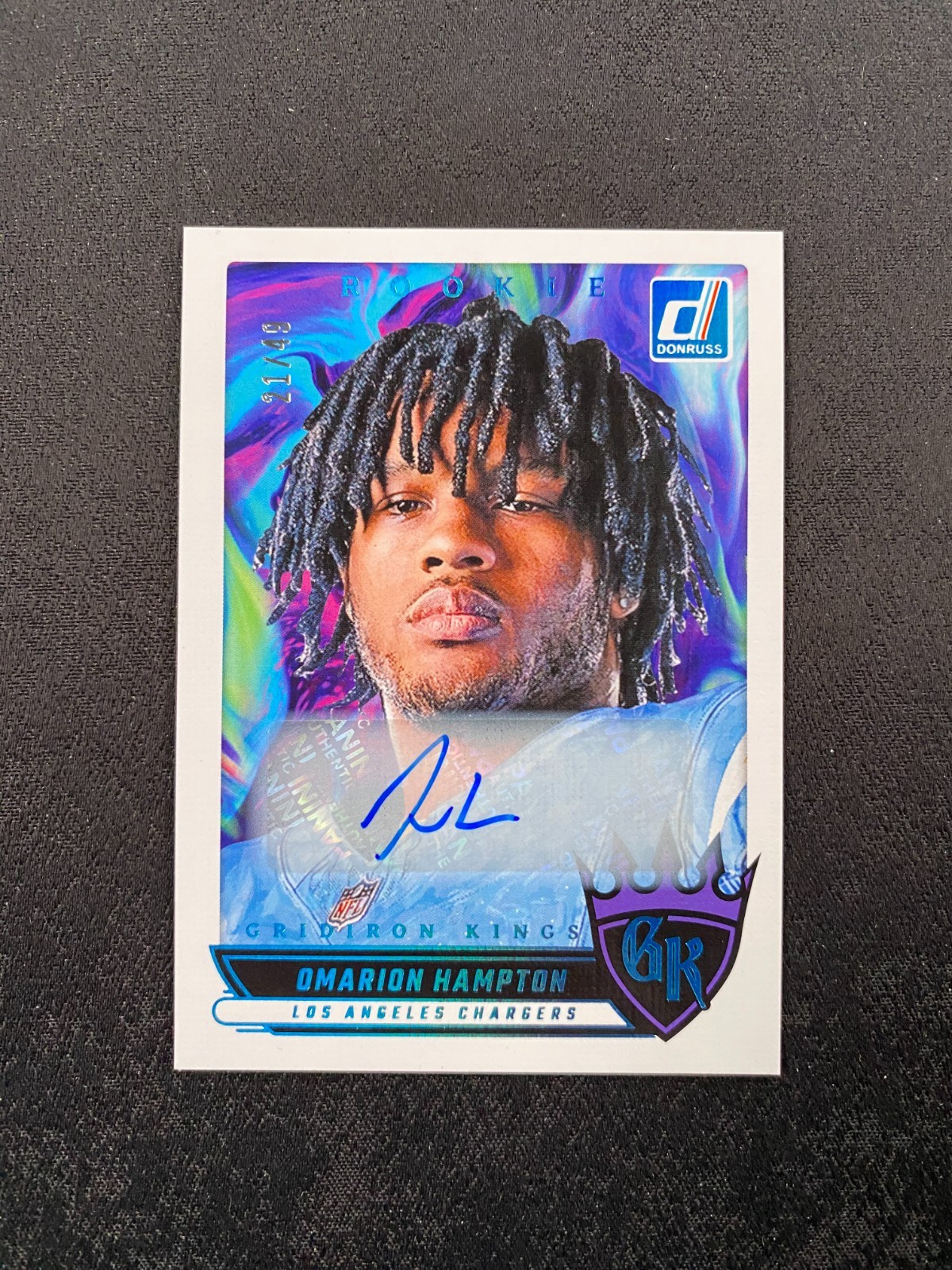 2025 Panini Donruss #RGK-OHN Omarion Hampton Gridiron Kings Auto 21/49 RC C873