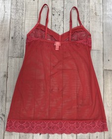 La Perla Studio Red Chemise Medium Mesh Lace Slip Babydoll Gown-Designed N Italy